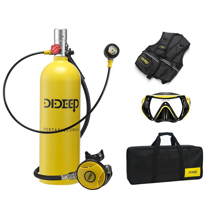 DIDEEP X5000Pro 2L Diving Snorkeling Kit with Scuba Oxygen Tank and Pressure Gauge