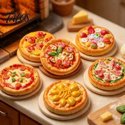 Dekorationer af syntetisk harpiks 2 stk. Mini Pizzapynt, Realistiske Miniaturer, Små Dimser Madpynt til DIY Håndarbejdsprojekt, Dukke