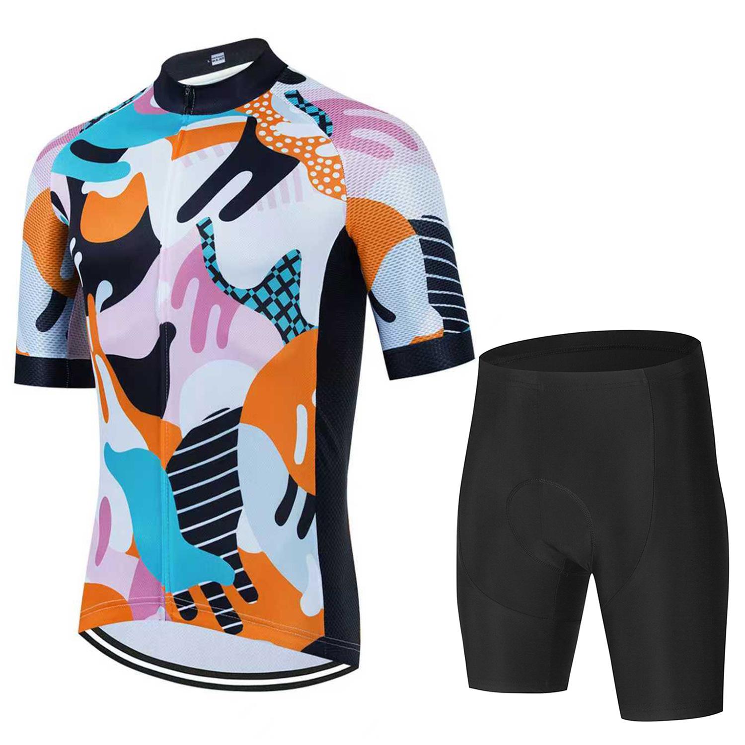 

Summer Men s Breathable Sweat Short Sleeve Cycling Top Road Mountain Bike Cycling Suit Set 2026 Summer Breathable Cycling Suit Set asian size - 4xl