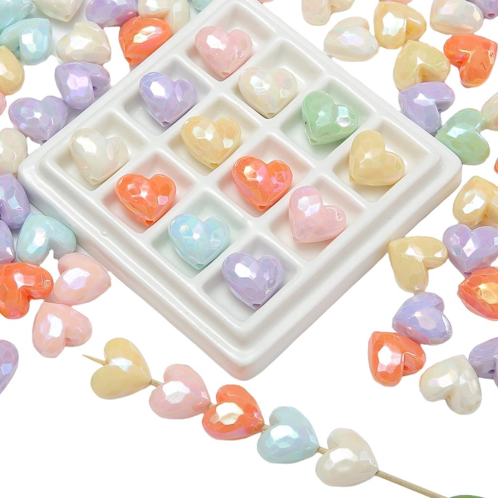 [19X17mm] Color-Plated Peach Heart Beads  Cream Heart-Shaped Beads DIY Handmade Jewelry Accessories