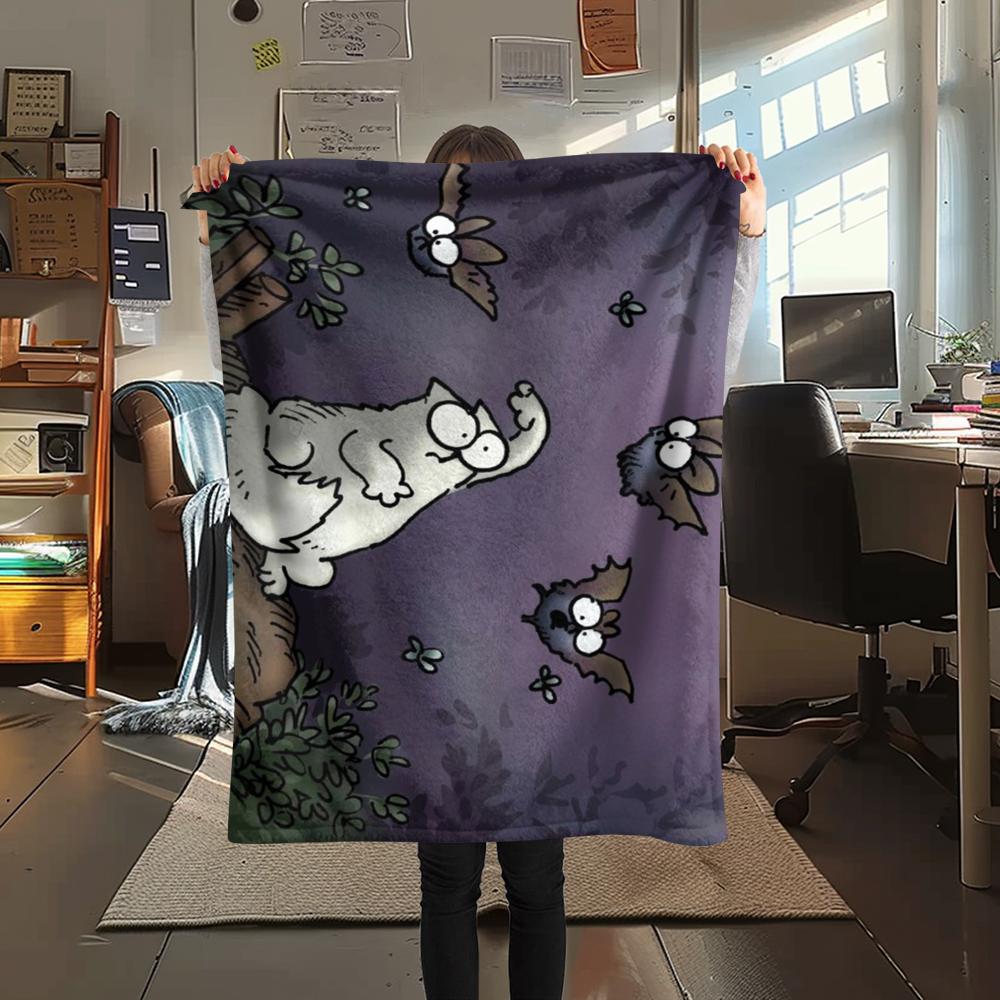 1 Pezzo Coperta in Flanella con Stampa Simon's Cat, Alta qualità Confortevole per Tutte le Stagioni, Decorazione per la Casa, Calore e Comfort, Perfetta per Regali di Natale