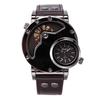 Oulm 9591 Unique Dropshipping Mens Quartz Watch Original Pu Leather Band Water Resist Auto Date Vintage Sports Wristwatch