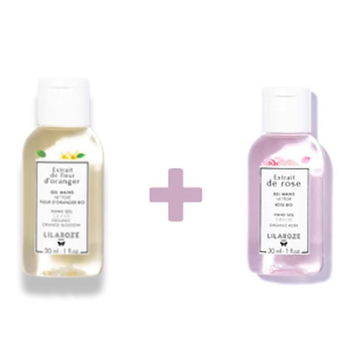 Lilaroze Paris Pack Gel Mains Nettoie Extrait de Fleur D'oranger + Gel Mains Nettoyant Extrait de Rose