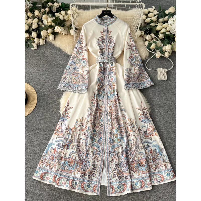 

Весеннее женское винтажное платье с круглым вырезом и расклешенными рукавами, однобортное, с большим качелями, нерегулярной складкой, длинное платье 3XL