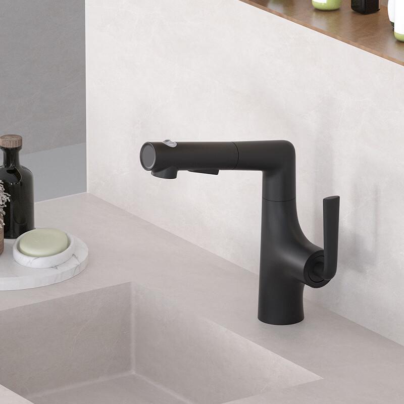 OEING Matte Black Pull-Out Extendable Basin Faucet