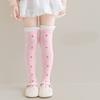 Children's Knee Length Cotton Socks Baby Girls Long Tube Socks Soft Stockings Flower Pattern for School Uniforms