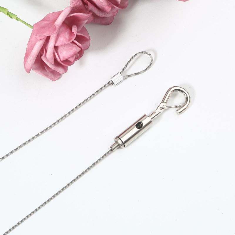 2Pcs Stainless Steel Exhibition Art Gallery Picture Display Wire Cable Hook Painting Frame Wire Cable Hook Hanging Tools