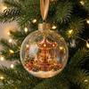 Albero di Natale Appeso Luce LED Calda Ornamento Luminoso a Racconto Pallina Luminosa con Luce Mini Decorazioni Festività Scena Trasparente