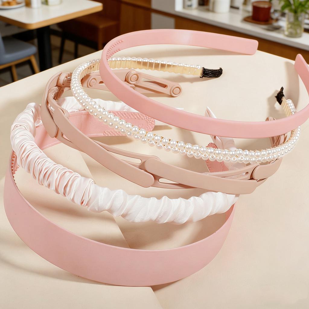 5-Piece Set of Fashionable and Simple Pearl Headbands for Girls, with a High-End Feel, Suitable for Spring and Summer, Women's Hair Access