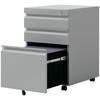 3 Drawer Filling Cabinet, Mobile Metal File Cabinet with Anti-tilt Design for Letter, A4, Legal Size, Grey