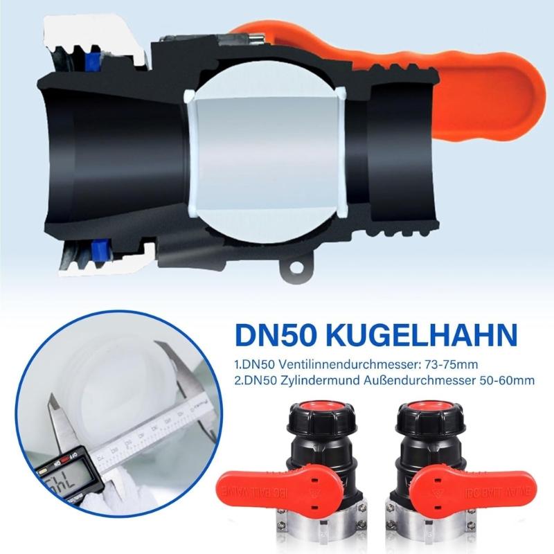 Korrosionsbeständige 75mm Kugelhahn-Adapter Aluminium-Kunststoff-Adapter für IBC-Container Regentonnen Entwässerungssysteme