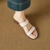 Krazing Pot Mules Cow Skin Thick Heels Peep Toe Street Wear Summer Size 42 Concise Style Elegant Women Sandals