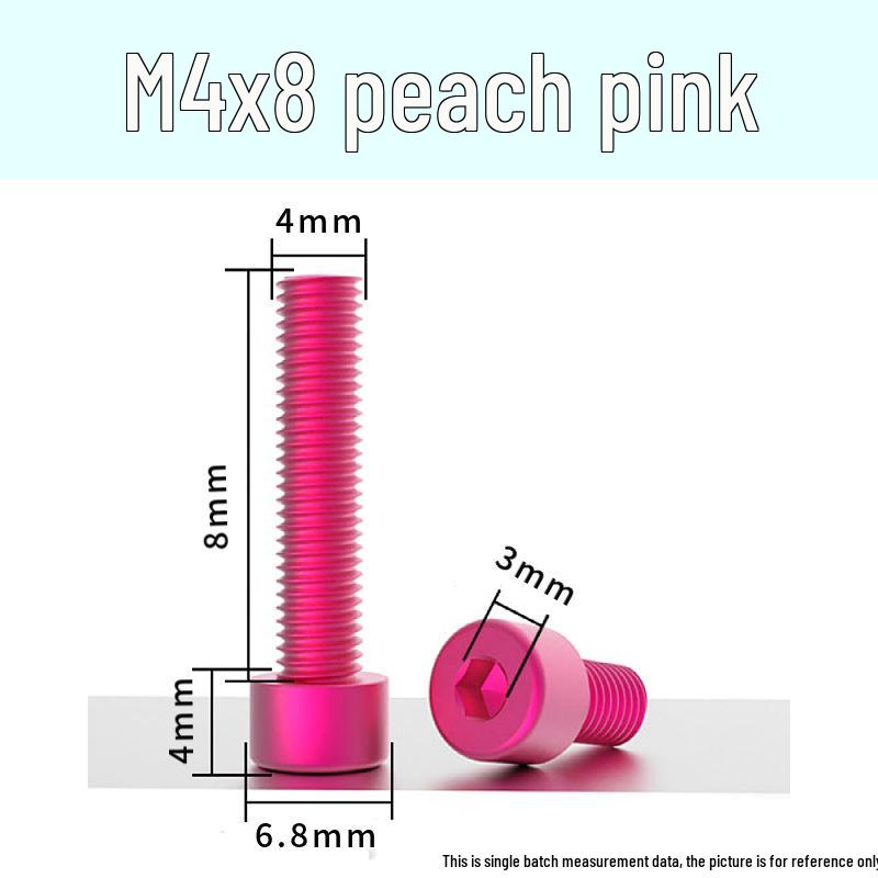 Šroub s vnitřním šestihranem M4 z eloxované hliníkové slitiny s válcovou zápustnou hlavou, antikorozní, barevná povrchová úprava.