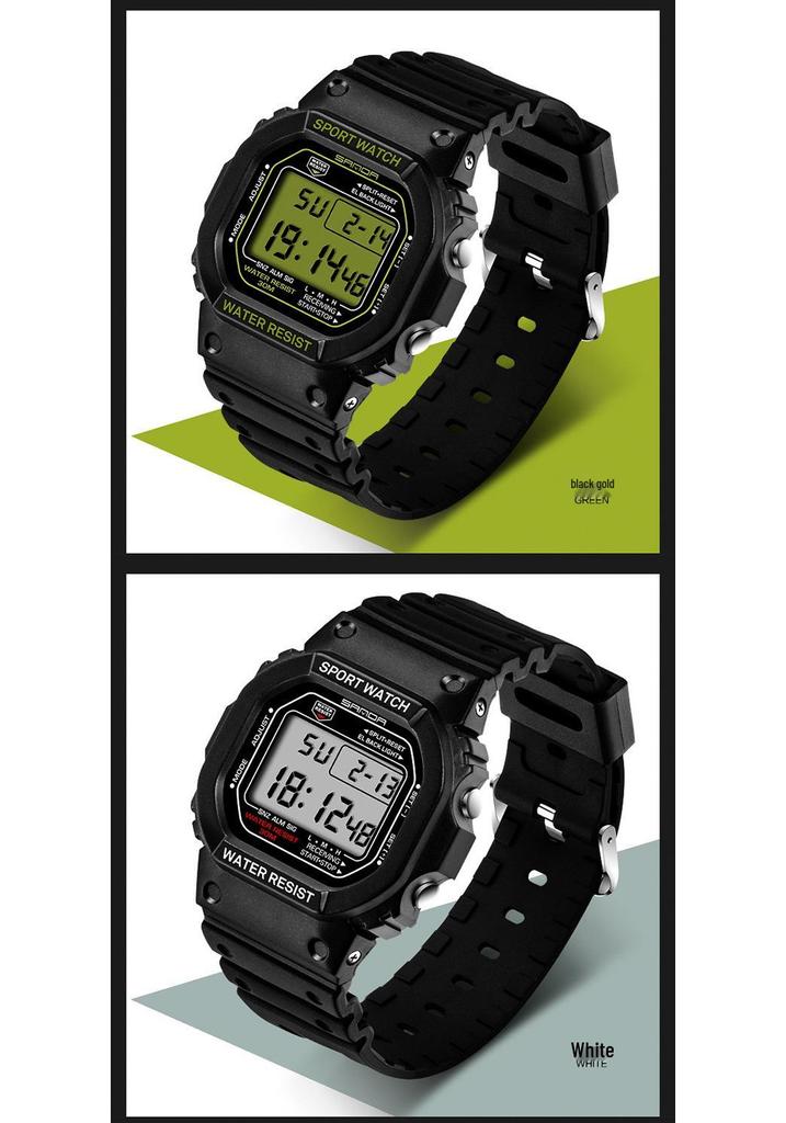 Sanda Square Multifunctional Waterproof Luminous Sports Watch for Men & Women - Fashionable Student Wristwatch