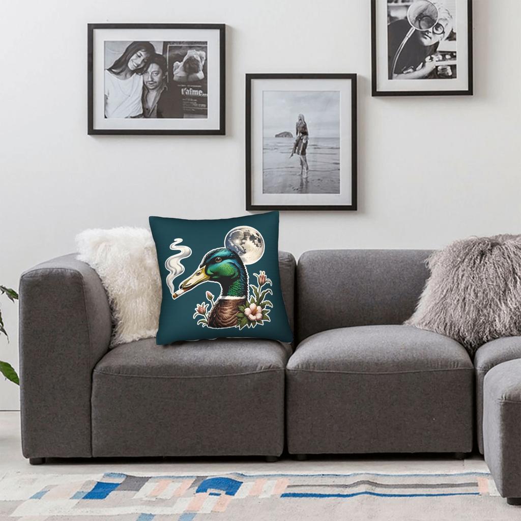 Mallard Smoking Cigarette Meme Funny Mallard Duck Hunting Pillow Case Pillow Cover Cute Cushion Cover For Sofa Car Home Decor