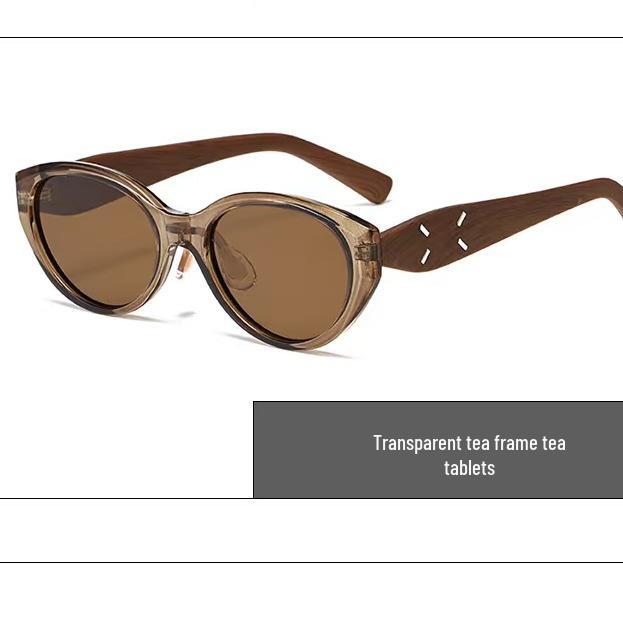 Retro European & American Cat-Eye Sunglasses - UV Protected Imitation Wood Grain for Women & Men