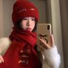 Autumn and Winter New Style Dachshund Embroidered Knitted Hat for Women Warm Student Scarf Versatile Neck Scarf Face Showing Small Hood