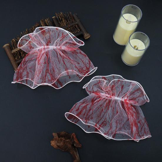Halloween Blood Mesh Accessory Short Fingerless Wrist Gloves Spooky Skull Bow Hairpins for Halloween Masquerade Cosplay Party