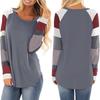 Women Fashion  Loose Patchwork Long Sleeve T-shirt Top Blouse Pullover