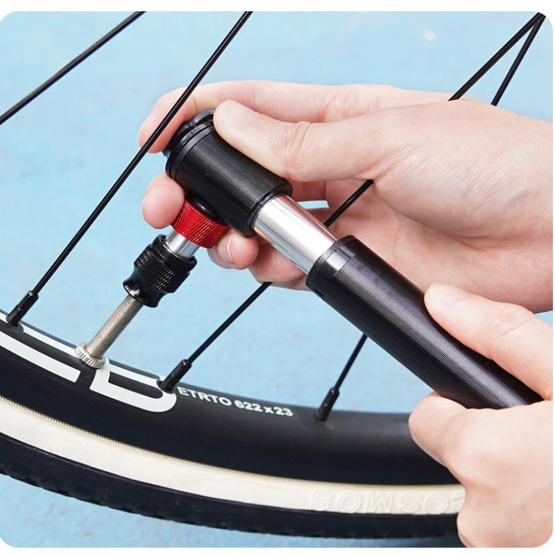 Mini Bicycle Air Pump 100PSI with Snap-on Nozzle Dual Presta Schrader Valve Ultra Compact for Road and Mountain Bike Maintenance