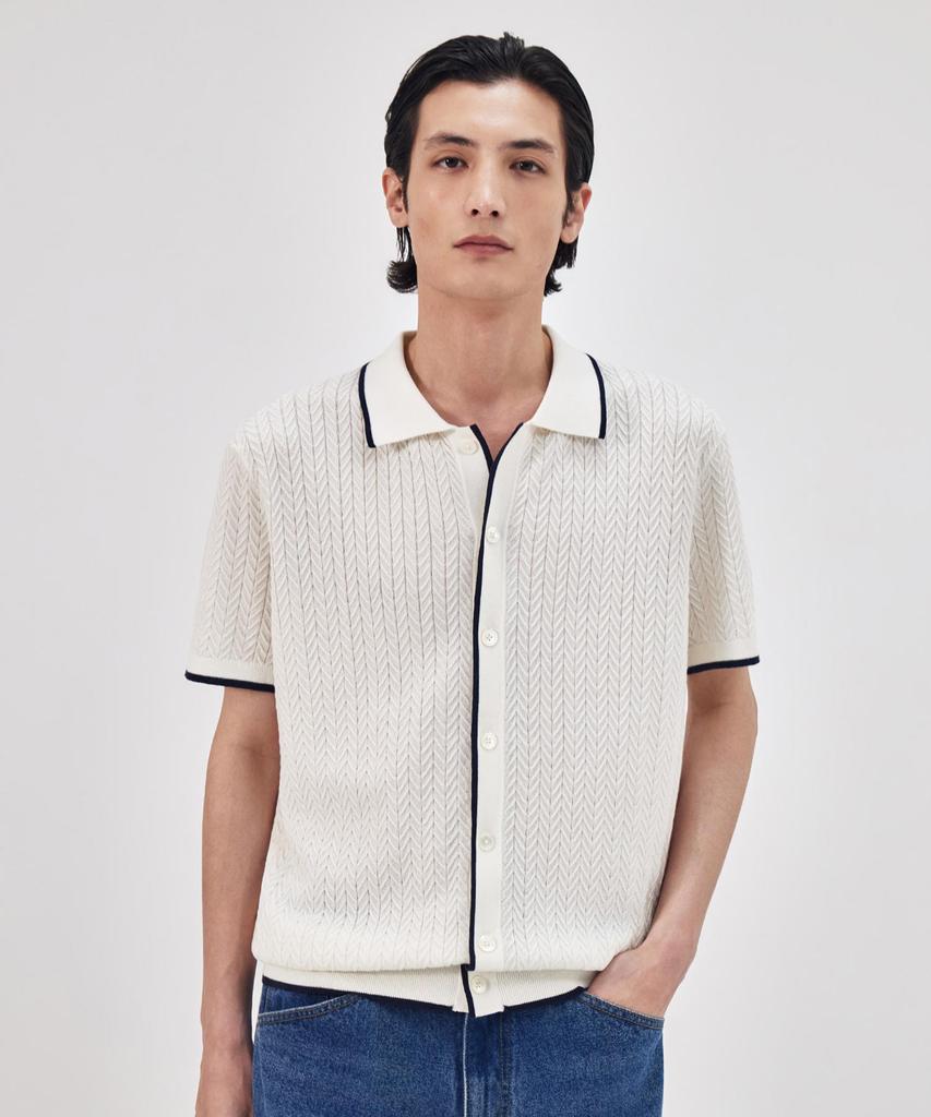 Theknitcompany Orea Herringbone Polo Cardigan 2 Colors