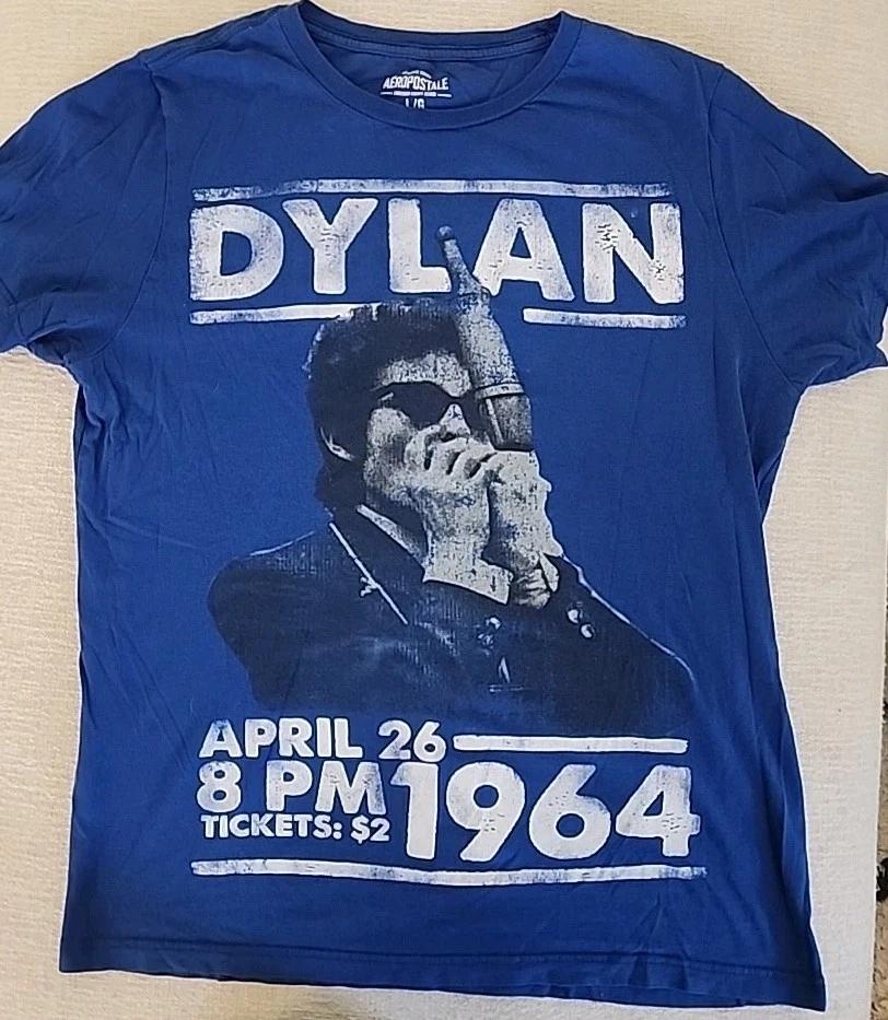 

Bob Dylan Aeropostale Large Blue Short-Sleeved Shirt April 26, 1964 Authentic 3XL