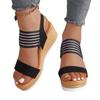 Sandali con zeppa e plateau da donna a pianta larga, scarpe romane con zeppa e punta aperta, sandali da esterno da spiaggia in stile europeo per donna