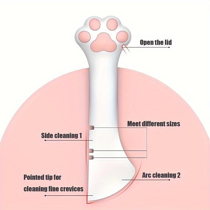 1Pc Silicone Pet Can Opener Spoon,Multi-Angle Cleaning Tool for Wet and Dry Cat Food, Ldeal Gift for Cats Pets Canned Food Spoon