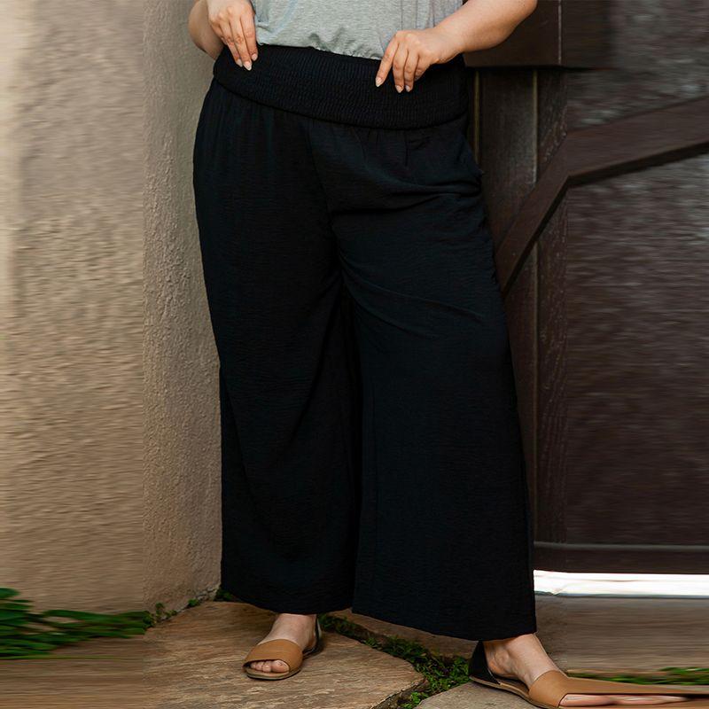 

Fashion Plus Size Black Casual Trousers Women 2024 Summer New Arrival Fashion All-Match Smocking High Waist Loose Pants Women Black P2 2XL code fits (75.00 kg-82.50 kg