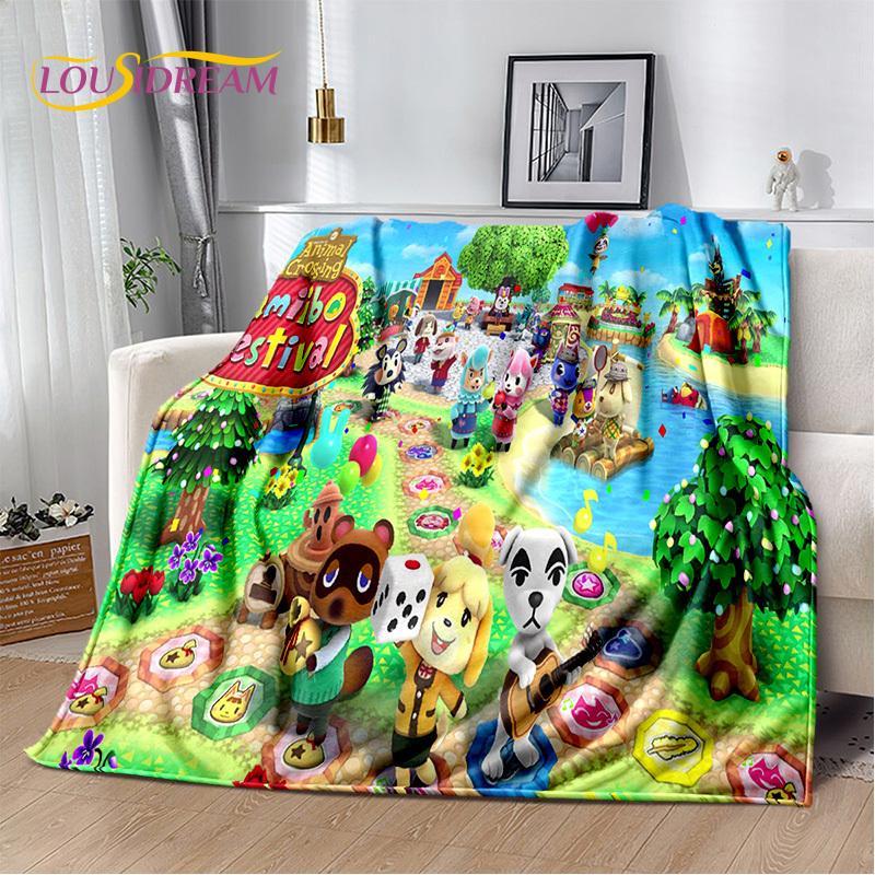 Manta de dibujos animados de Animal Crossing New Horizons, manta suave para el hogar, dormitorio, cama, sofá, Picnic, viaje, oficina, manta para niños