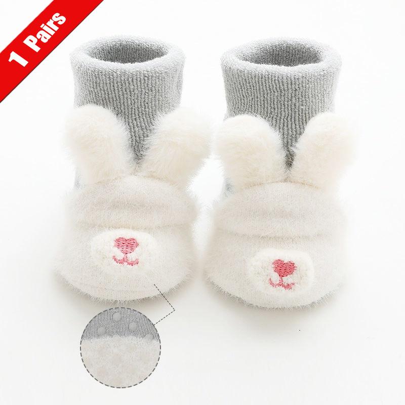 1/2Pairs Newborn Baby Socks For Girls Boys Winter Terry Soft Thick Warm Anti Slip Toddler Socks Cute Cartoon Infant Socks 0-3Y