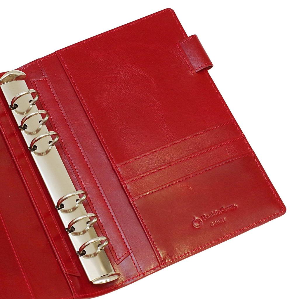 Franklin Planner Ordner aus glänzendem Leder, Kompaktformat, 20 mm, Rot, 64821