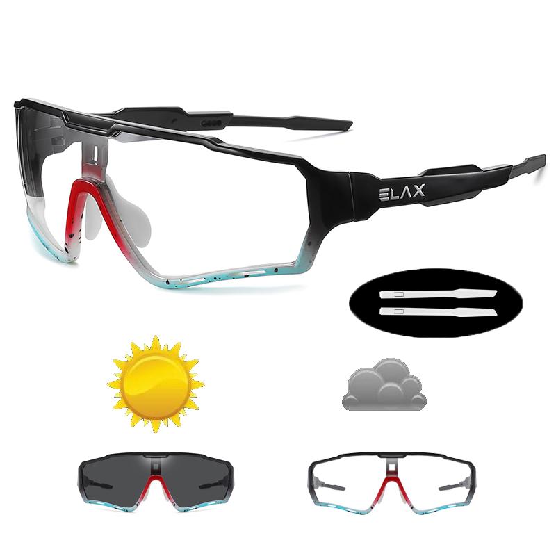 ELAX Brand New Style Photochromic Sunglasses Sports Men Women Mtb Bike Bicycle Eyewear Cycling Glasses
