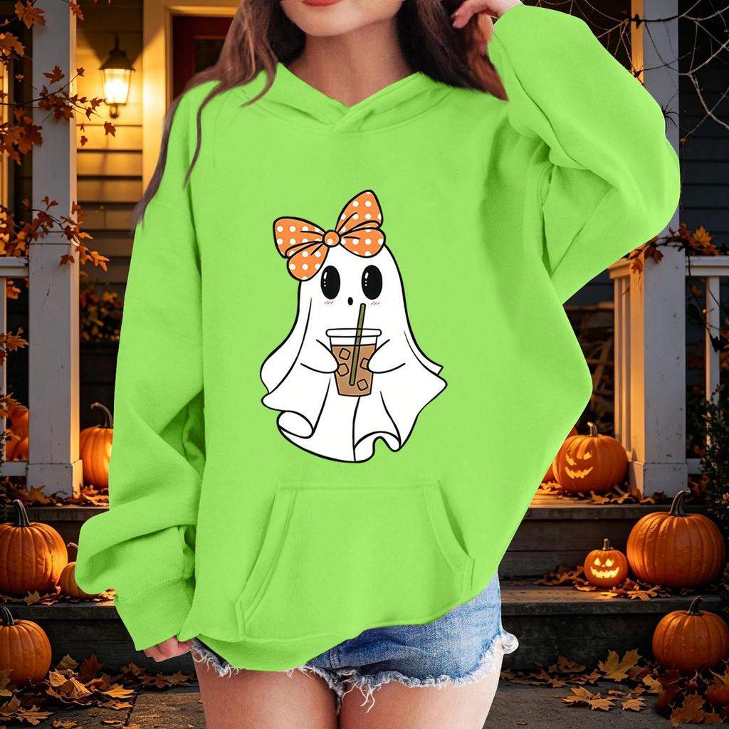 Kids Halloween Printed Hoodie, Loose Fit Casual Pullover for Boys Girls