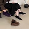 2025 Autumn and Winter New Suede Korean Version Thick Heel Martin Boots Rear Zipper Pointed Versatile Short Boots Women's Martin Boots