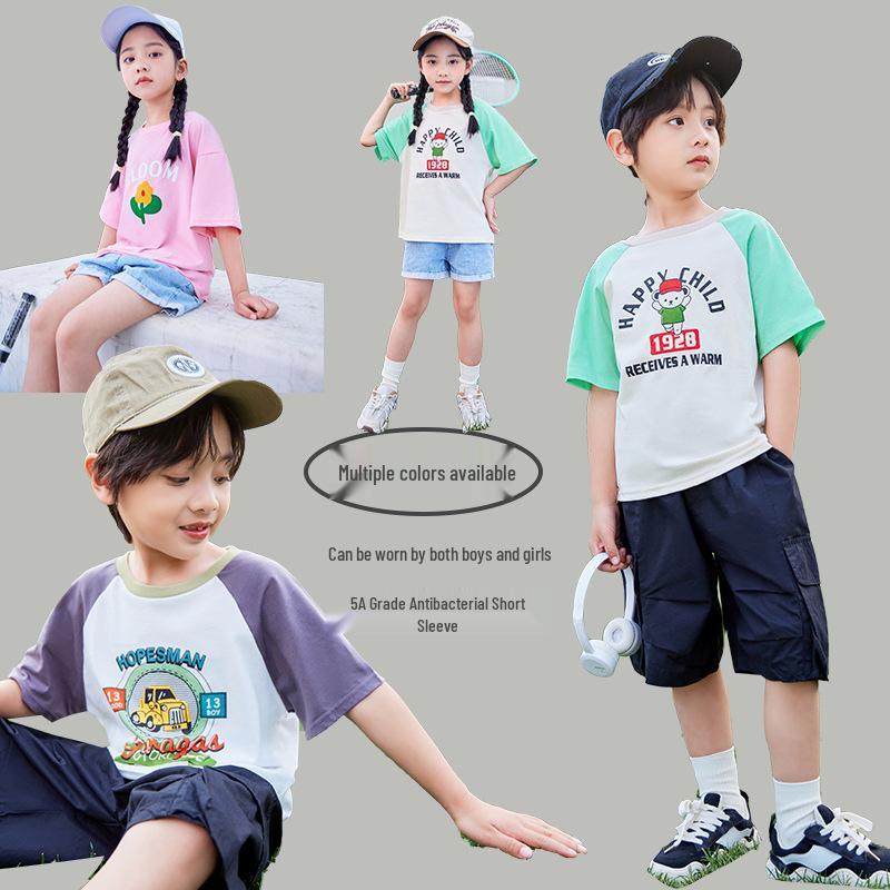 

Children s Pure Cotton Short-Sleeve T-Shirt - Summer Trend for Boys and Girls 100cm