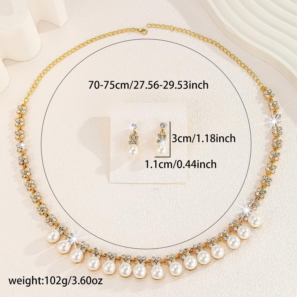 European and American Retro Necklace Set Women's Jewelry Rhinestone Imitation Pearl Exaggerated Jewelry Bridal Wedding Accessories