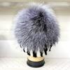 Warm Rabbit Fur Hat Women Striped Natural Fox Fur Beanies Female Winter Thick Knitted Outdoor Striped Caps