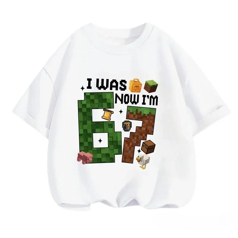 SIX SEVEN Kids Cotton TShirt Adult Boys Girls Family Matching Casual TeeRetro Pixel Cartoon Number Print Birthday Summer Tops