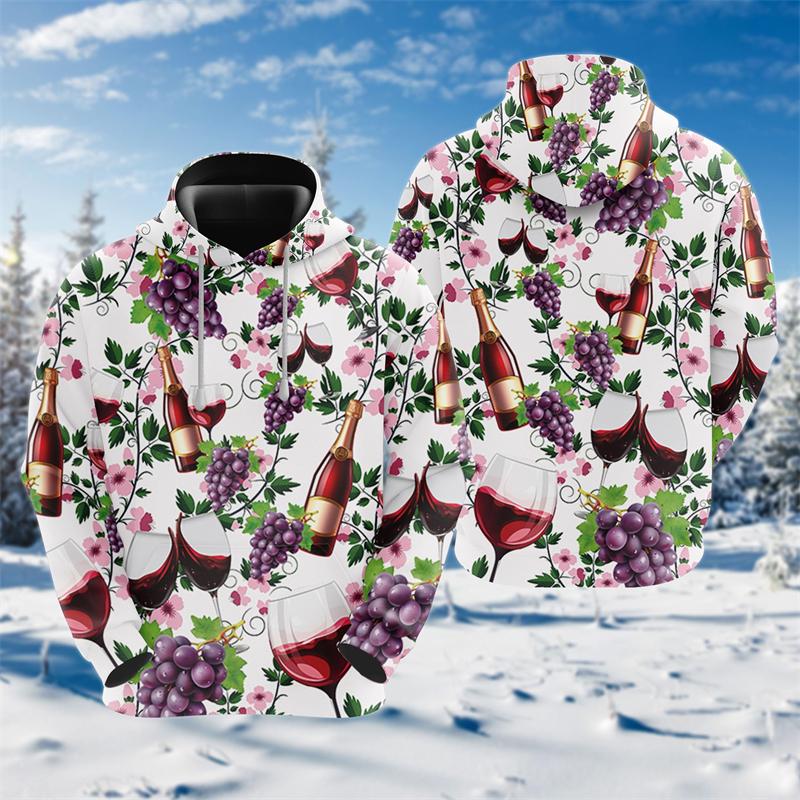 Толстовки с 3D-принтом в виде бокала красного вина для мужчин — фото 6