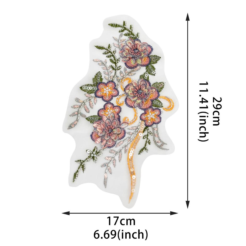 Retro Sequined Bead Embroidery Cloth Sticker Three-Dimensional Flower Decoration Sweater Shirt Cheongsam Jewelry Accessories Clothing Accessories