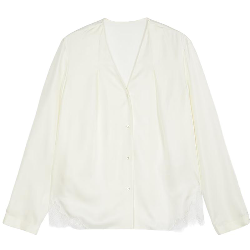 

LESS 2026 Spring Mulberry Silk V-Neck Long Sleeve Shirt L