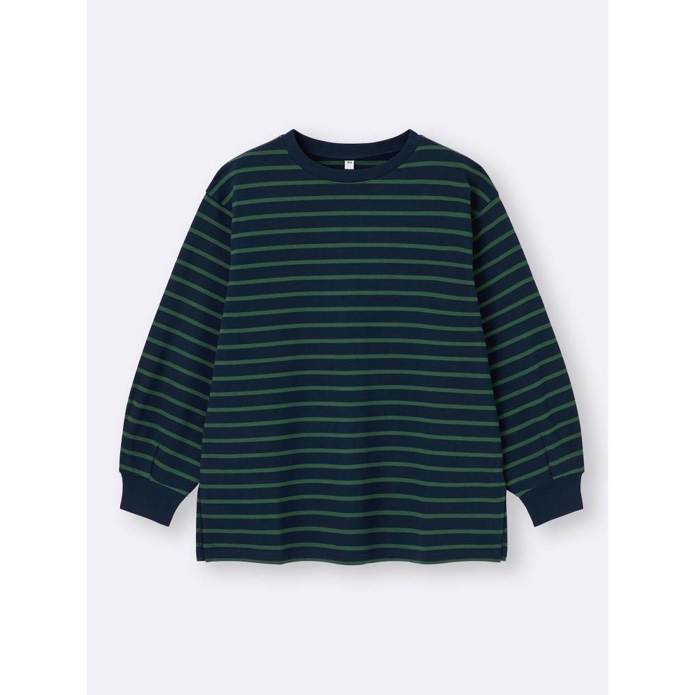 Gu By Uniqlo LighT SweaT Border Oversized T shirT  Long Sleeve 