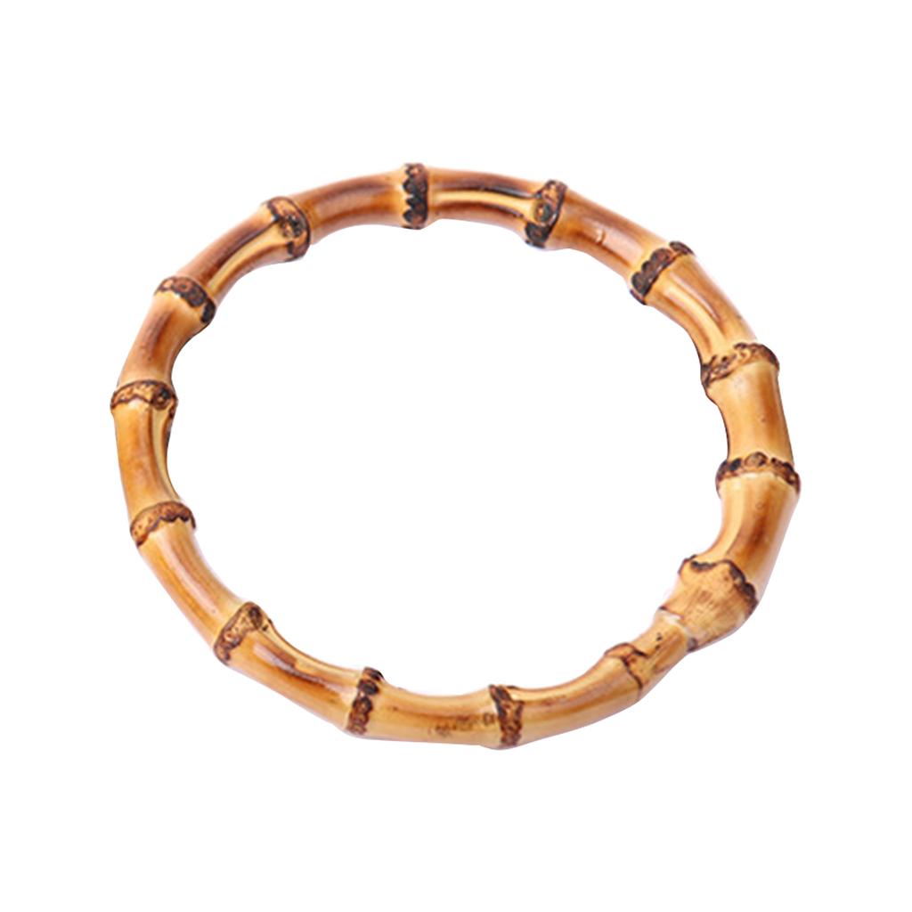 Flat Round Shape Bag Purse Handle Practical Bamboo Bag Handle DIY Handle Replacements for Handmade Beach-Bag Purse Bag