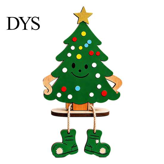 Small Wooden Holiday Gifts Christmas Hanging Leg Ornament, Santa/Snowman/Christmas Tree Shape, Shelf Sitter Decorative Craft for Fireplace Tabletop