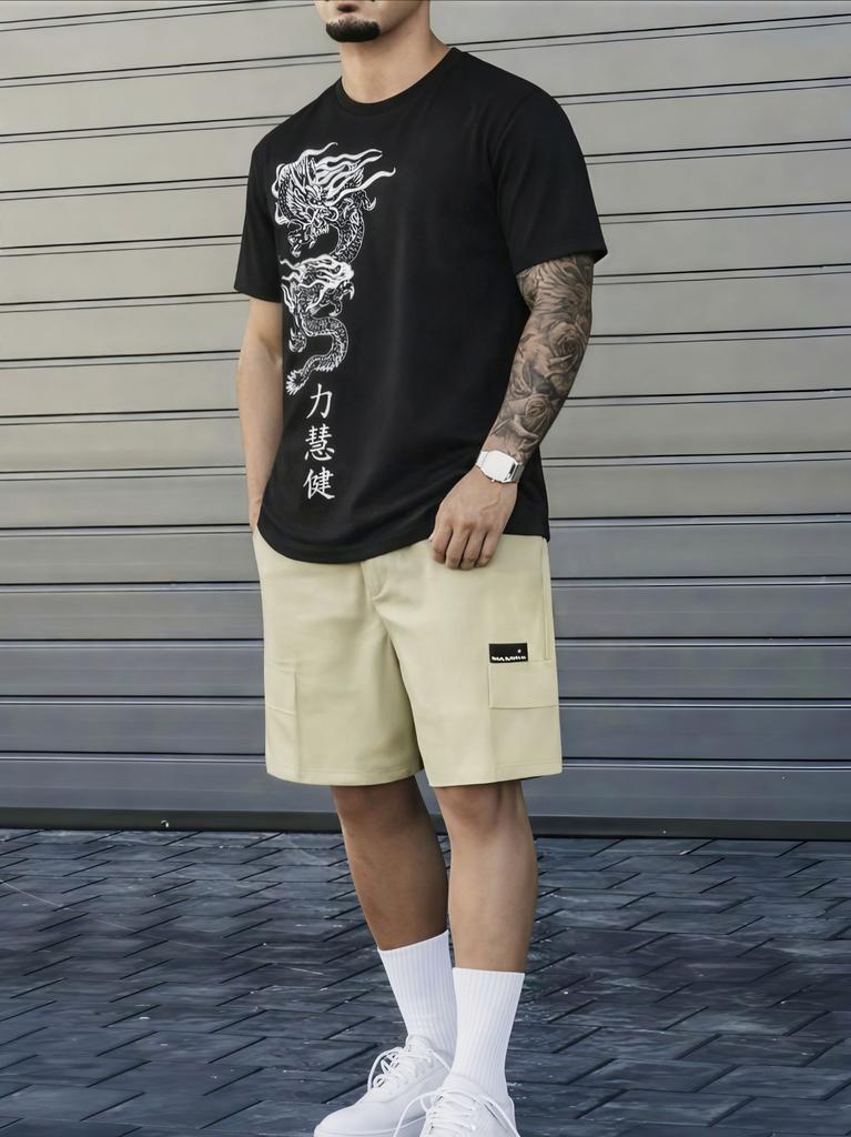Drachenmuster Bedrucktes T-Shirt Damen Herren Baumwolle Oversized Y2k T-Shirt Hohe Qualität Streetwear Harajuku Männliche Weibliche Kleidung