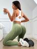 European-Style High Waist Butt-Lift Yoga Pants for Women - Ribbed & Sand-Washed Fitness Leggings