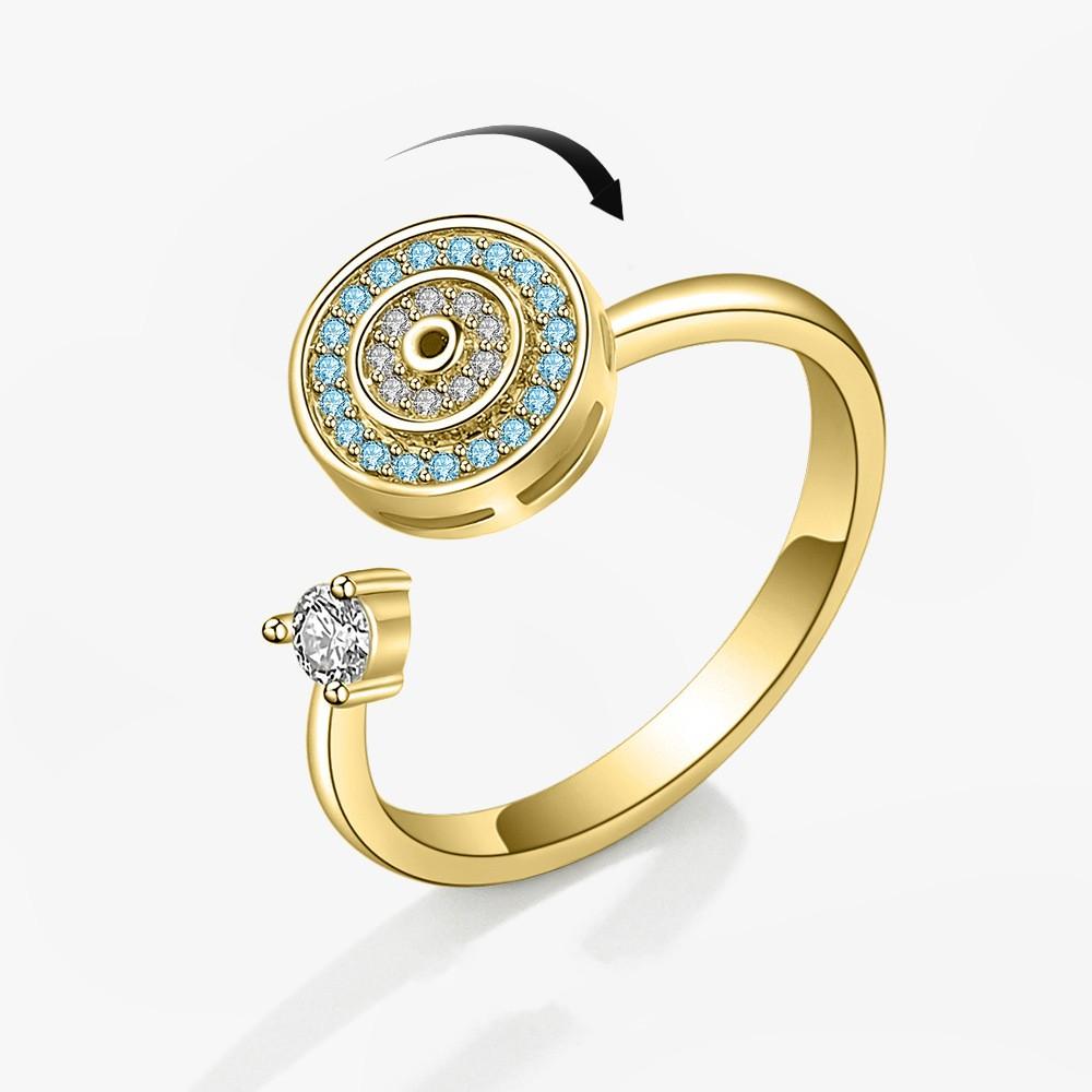 

Viking Evil Eyes Rotating Adjustable Knuckle Rings For Women Crystal Anxiety Relief Spinning Ring Fidget Spinner Bague Femme resizable