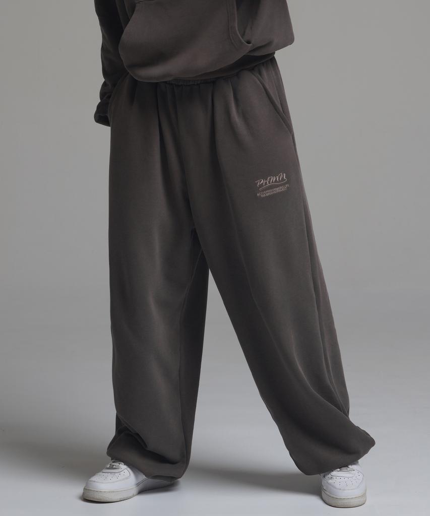 PHERMENON Pigment Oversized Wide String Jogger Pants - Gray