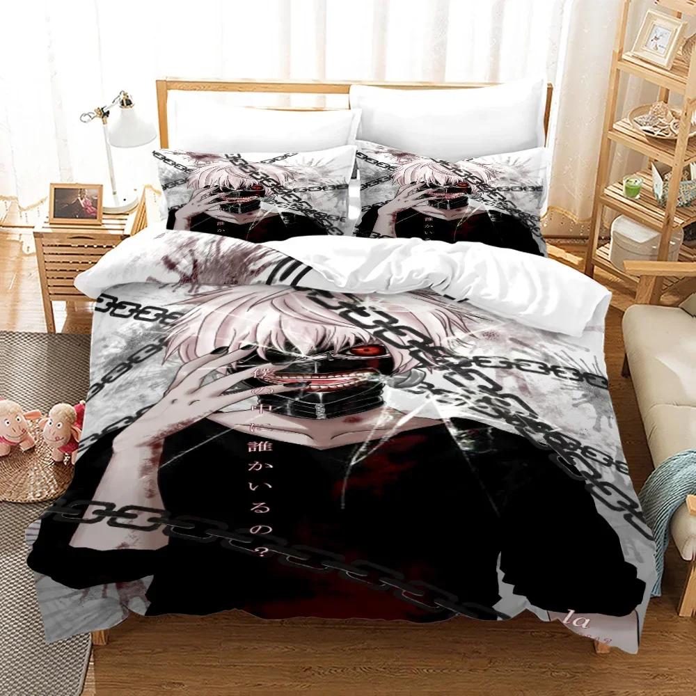 3D Printed Anime Tokyo Ghoul Comfortable Duvet Quilt Cover Pillowcase Bedding Set Children Bedroom Decoration Home Textile